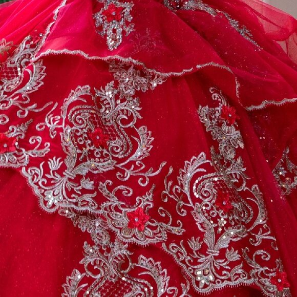 New Formal Quinceanera Gown w/ Floral Applique Details & Beads Embroidery GL3528 - Picture 13 of 15